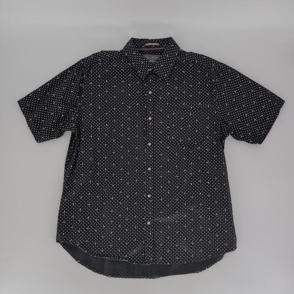 P & K Cuffs Men's Black & White Button Down Short Sleeve Shirt - Size XL - GUC - Picture 7 of 10